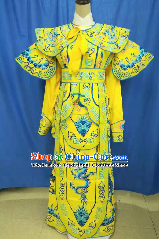 Chinese Traditional Peking Opera Takefu Embroidered Blue Dragon Kao Costume Handmade Ancient Swordsman Clothing for Men