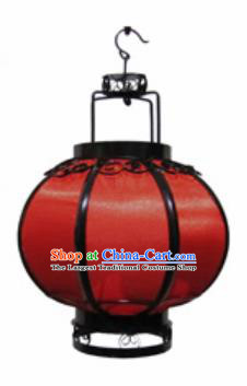 Chinese Classical Red Veil Round Palace Lantern Traditional Handmade Ironwork Ceiling Lamp