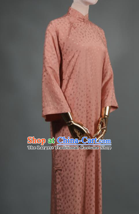 Chinese Traditional Deep Pink Silk Cheongsam Costume Republic of China Mandarin Qipao Dress for Women