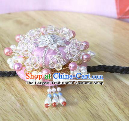 Korean Traditional Court Bride Beads Rosy Hairband Asian Korea Fashion Wedding Hair Accessories for Women