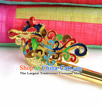 Korean Traditional Wedding Bride Golden Dragon Hairpins Asian Korea Hanbok Hair Accessories for Women