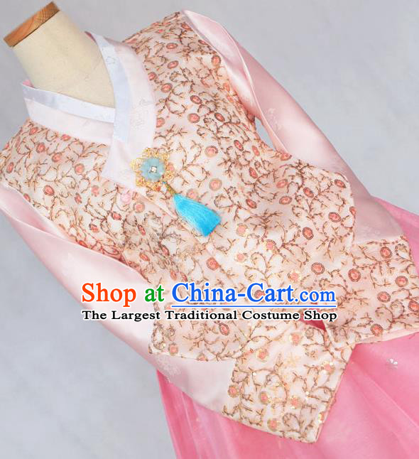 Korean Traditional Garment Pink Blouse and Dress Bride Hanbok Asian Korea Fashion Costume for Women