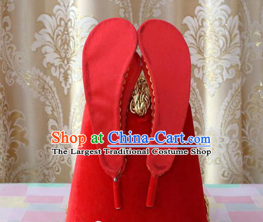 Korean Traditional Royal King Red Hat Asian Korea Ancient Emperor Headwear for Men