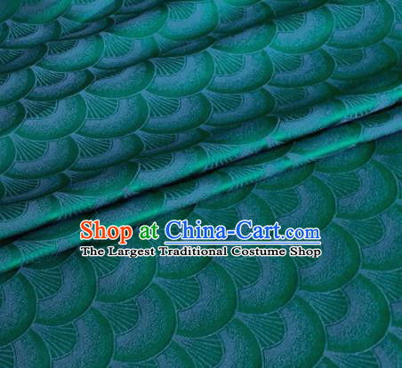 Asian Chinese Classical Scale Pattern Design Green Brocade Jacquard Fabric Traditional Cheongsam Silk Material