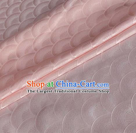 Asian Chinese Classical Scale Pattern Design Peach Pink Brocade Jacquard Fabric Traditional Cheongsam Silk Material