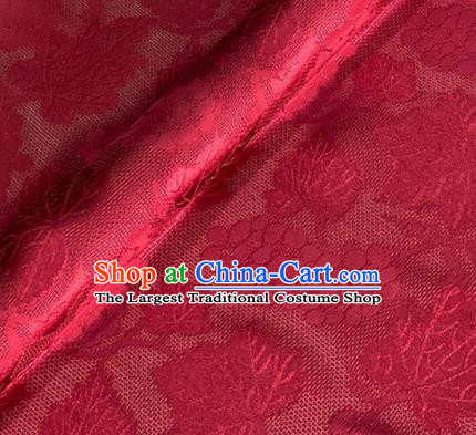 Asian Chinese Classical Maple Leaf Grape Pattern Design Wine Red Brocade Jacquard Fabric Traditional Cheongsam Silk Material