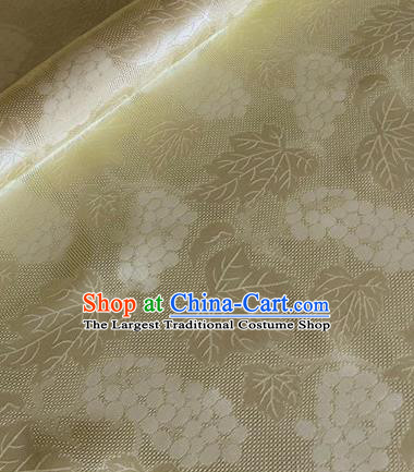 Asian Chinese Classical Maple Leaf Grape Pattern Design Yellow Brocade Jacquard Fabric Traditional Cheongsam Silk Material