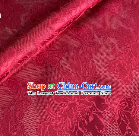Asian Chinese Classical Peony Butterfly Pattern Design Wine Red Brocade Jacquard Fabric Traditional Cheongsam Silk Material