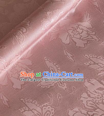 Asian Chinese Classical Peony Butterfly Pattern Design Pink Brocade Jacquard Fabric Traditional Cheongsam Silk Material