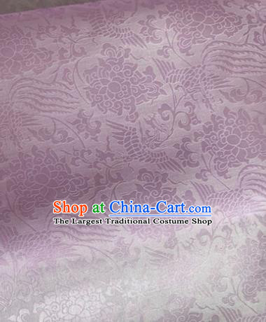 Asian Chinese Classical Phoenix Peony Pattern Design Lilac Organza Jacquard Fabric Traditional Cheongsam Silk Material
