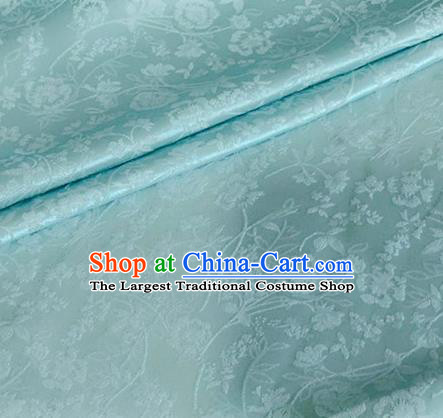 Asian Chinese Classical Jacquard Peony Pattern Design Light Blue Brocade Fabric Traditional Cheongsam Silk Material
