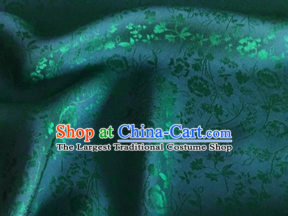 Asian Chinese Classical Jacquard Peony Pattern Design Atrovirens Brocade Fabric Traditional Cheongsam Silk Material
