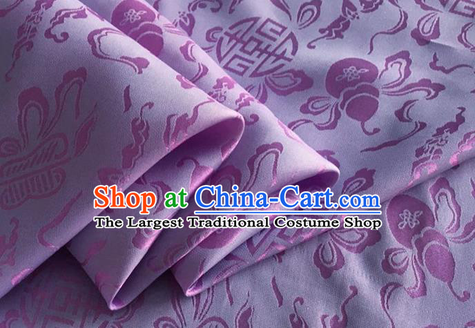 Asian Chinese Classical Ribbon Calabash Pattern Design Lilac Silk Fabric Traditional Cheongsam Material