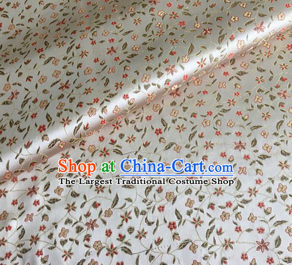 Asian Chinese Classical Pepper Flowers Pattern Design White Brocade Fabric Traditional Cheongsam Silk Material