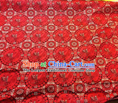 Asian Chinese Classical Chrysanthemum Pattern Design Red Silk Fabric Traditional Nanjing Brocade Material