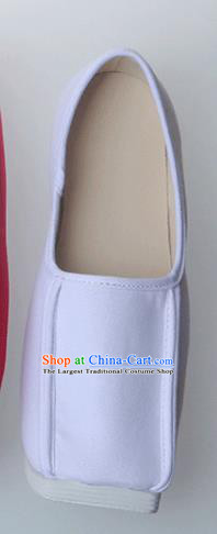 Chinese Traditional Ming Dynasty Taoist White Shoes Handmade Hanfu Shoes Ancient Scholar Shoes for Men