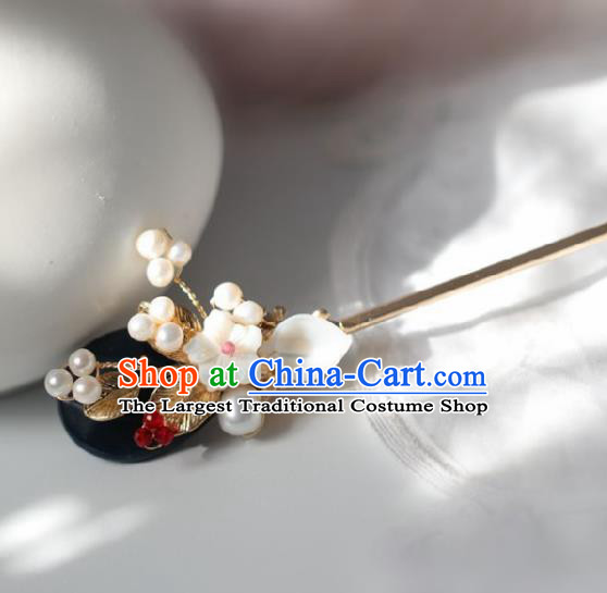Chinese Handmade Ming Dynasty Queen Shell Flower Hairpins Ancient Hanfu Hair Accessories for Women