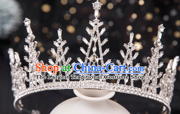 Top Handmade Wedding Bride Zircon Royal Crown Baroque Princess Hair Accessories for Women