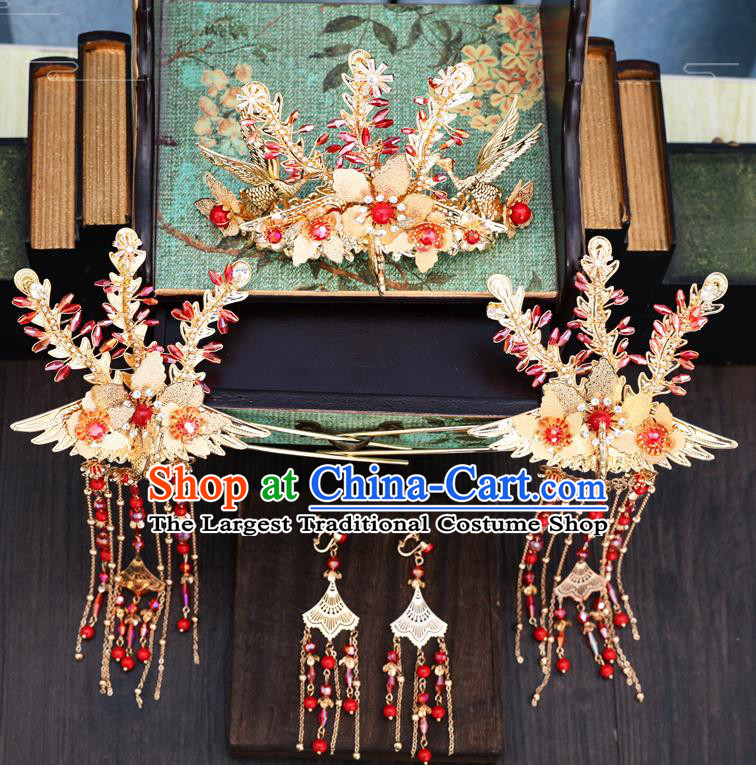 Traditional Chinese Wedding Phoenix Hair Comb Hairpins Handmade Ancient Bride Hair Accessories for Women