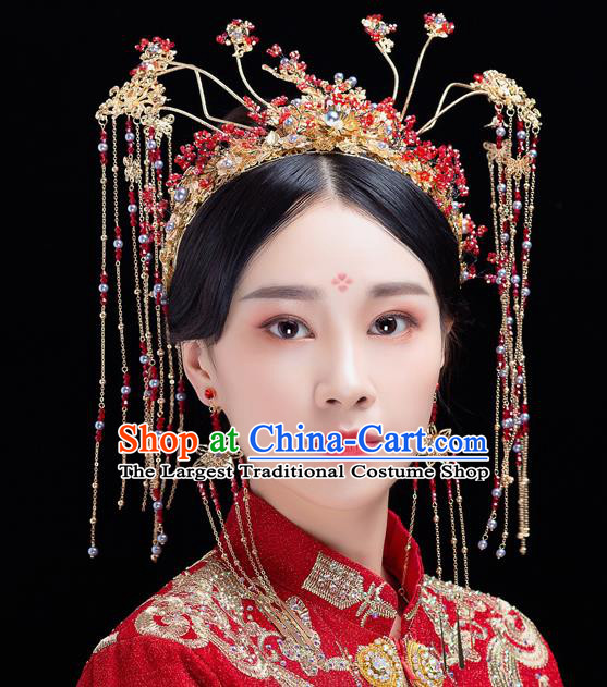 Traditional Handmade Chinese Wedding Tassel Hair Coronet Hairpins Ancient Bride Hair Accessories for Women