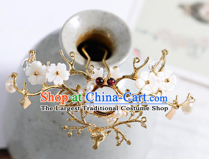 Chinese Traditional Wedding Hanfu Pearls Hairpins Handmade Ancient Bride Hair Accessories for Women