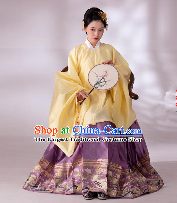 Traditional Chinese Ming Dynasty Patrician Dowager Blouse and Skirt Ancient Duchess Historical Costumes for Women