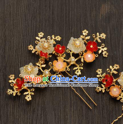Traditional Chinese Hanfu Flowers Hairpins Handmade Ancient Princess Hair Accessories for Women