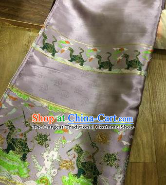 Chinese Traditional Tortoise Pattern Lilac Brocade Hanfu Fabric Silk Fabric Hanfu Dress Material