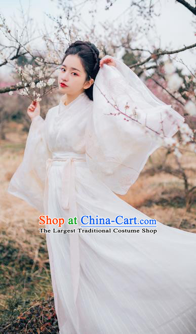 Chinese Ancient Court Lady Hanfu Embroidered Dress Traditional Jin Dynasty Royal Princess Costumes for Women