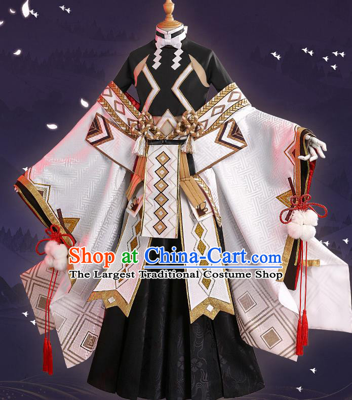Japanese Traditional Cosplay Knight Black Clothing Ancient Swordsman Costumes for Men