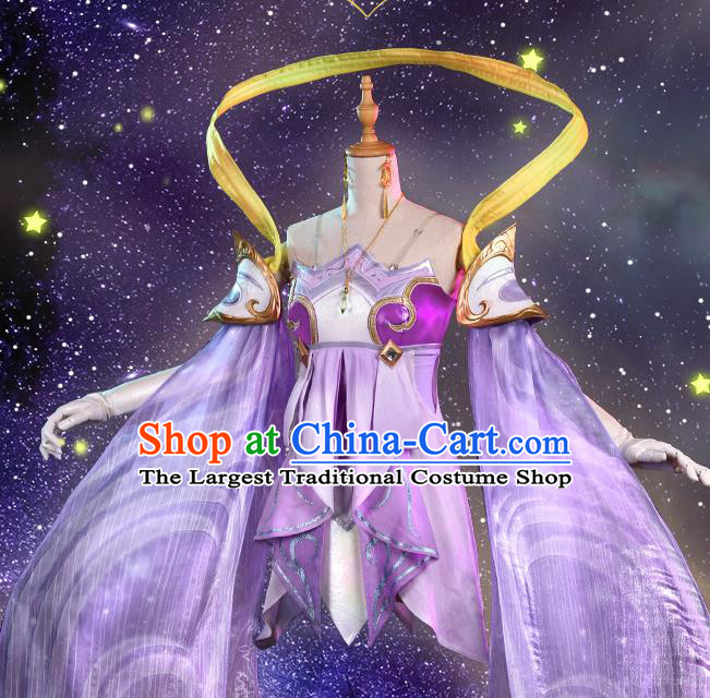 Chinese Traditional Cosplay Fairy Purple Hanfu Dress Ancient Female Swordsman Costumes for Women
