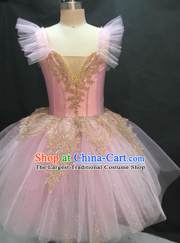 Professional Ballet Dance Pink Tutu Dress Modern Dance Ballerina Stage Performance Costume for Kids