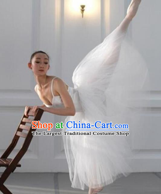 Professional Children Ballet Tutu White Veil Dress Modern Dance Ballerina Stage Performance Costume for Kids
