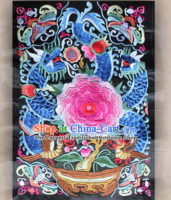 Chinese Traditional Embroidered Phoenix Peony Patch Embroidery Dress Applique Craft Embroidering Accessories