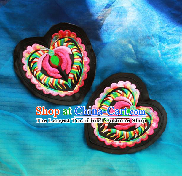 Chinese Traditional Embroidered Heart Shape Patch Embroidery Craft Embroidering Accessories