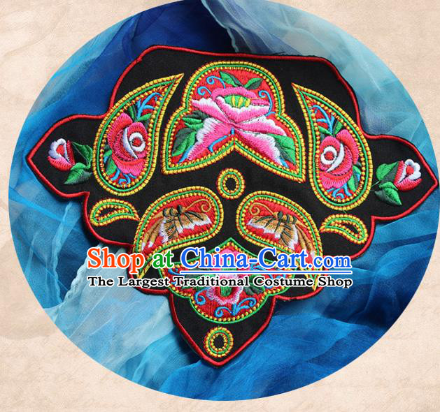 Chinese Traditional Embroidered Butterfly Black Patch Embroidery Craft Embroidering Accessories