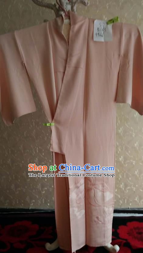Traditional Japan Geisha Pink Silk Furisode Kimono Asian Japanese Fashion Apparel Costume for Women