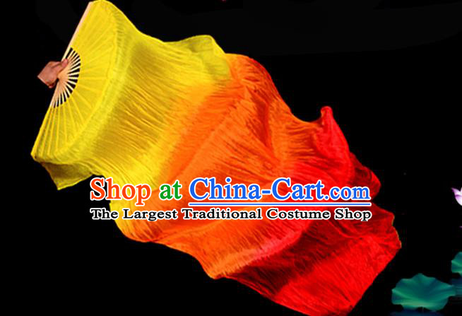 Traditional Chinese Folk Dance Gradient Ribbon Fan Stage Performance Yangko Dance Silk Folding Fan