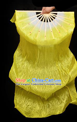 Traditional Chinese Folk Dance Yellow Ribbon Fan Stage Performance Yangko Dance Silk Folding Fan