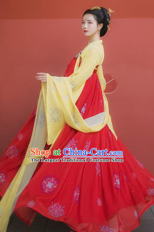 Traditional Chinese Tang Dynasty Imperial Consort Red Hanfu Dress Ancient Royal Princess Historical Costumes for Women