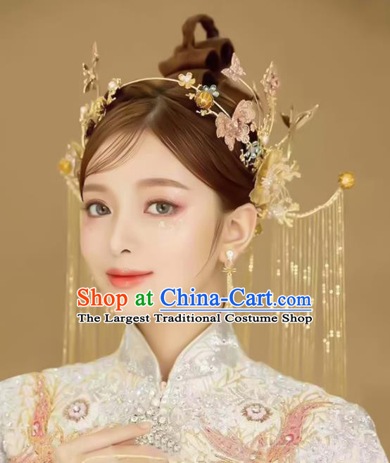 Chinese Traditional Hanfu Golden Cranes Hair Clasp Tassel Hairpins Ancient Princess Hair Accessories for Women
