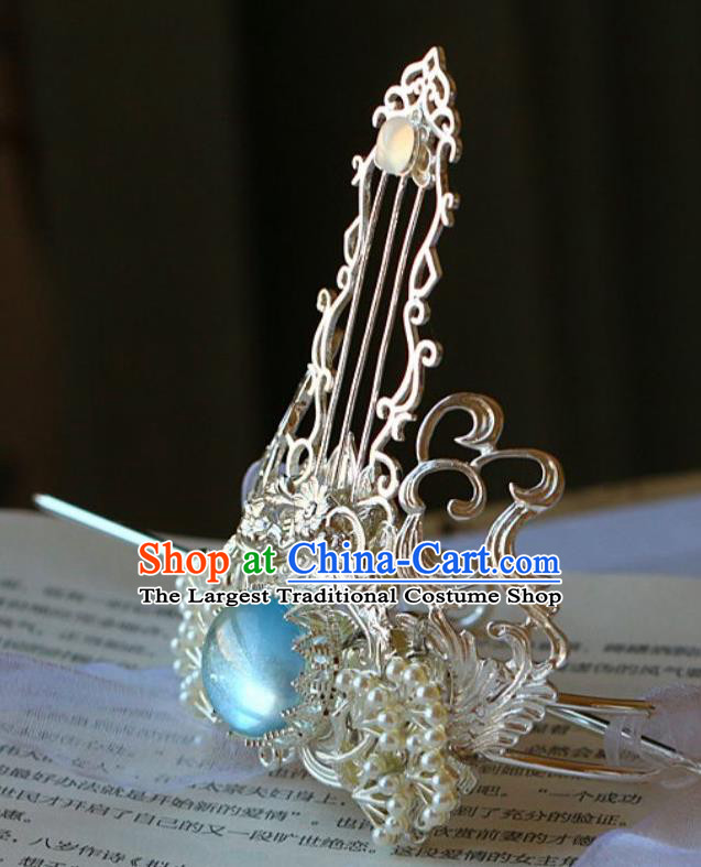 Traditional Chinese Argent Hairdo Crown and Hairpin Headdress Ancient Swordsman Hair Accessories for Men