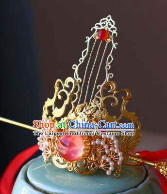 Traditional Chinese Golden Hairdo Crown and Hairpin Headdress Ancient Swordsman Hair Accessories for Men
