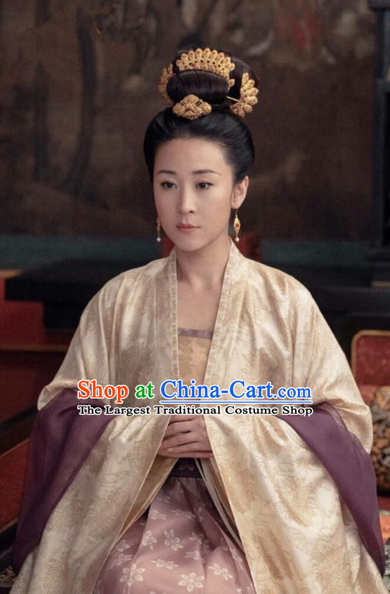 Chinese Ancient Noble Consort Zhao Drama Royal Nirvana Replica Costumes and Headpiece for Women