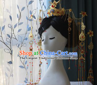 Traditional Chinese Golden Phoenix Coronet Hairpin Headdress Ancient Court Queen Hair Accessories for Women