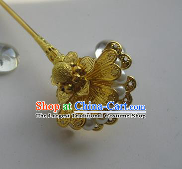 Traditional Chinese Bride Golden Ginkgo Leaf Hairpin Headdress Ancient Court Hair Accessories for Women