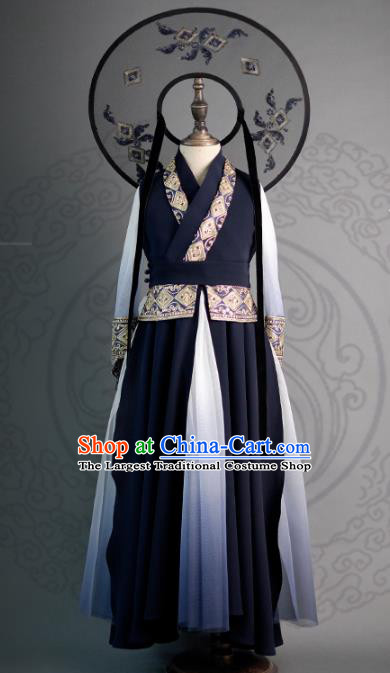 Traditional Chinese Children Classical Dance Navy Clothing Compere Stage Performance Costume for Kids
