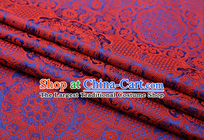 Chinese Traditional Avalokitesvara Pattern Red Brocade Fabric Cheongsam Satin Tapestry Drapery