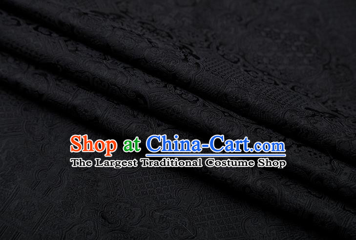 Chinese Traditional Avalokitesvara Pattern Black Brocade Fabric Cheongsam Satin Tapestry Drapery