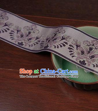 Chinese Traditional Embroidered Purple Band Decorative Border Collar Accessories